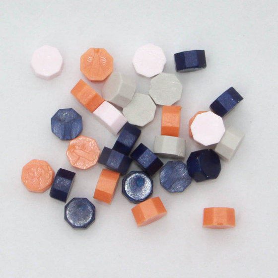 Siegel-Wachsperlen Mix (grau, rosa, orange, marineblau)