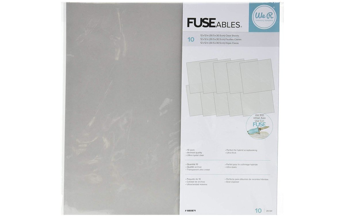 Feuilles Fusibles Transparentes We R Memory Keepers 30.5x30.5cm - 10 Pièces Pour Scrapbooking