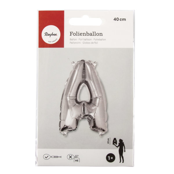 Folienballon Buchstabe A, 40cm, SB-Btl 1Stck, silber