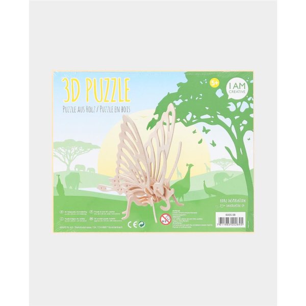 3D Holzpuzzle Schmetterling, zum Zusammenstecken, Anmalen und Verzieren