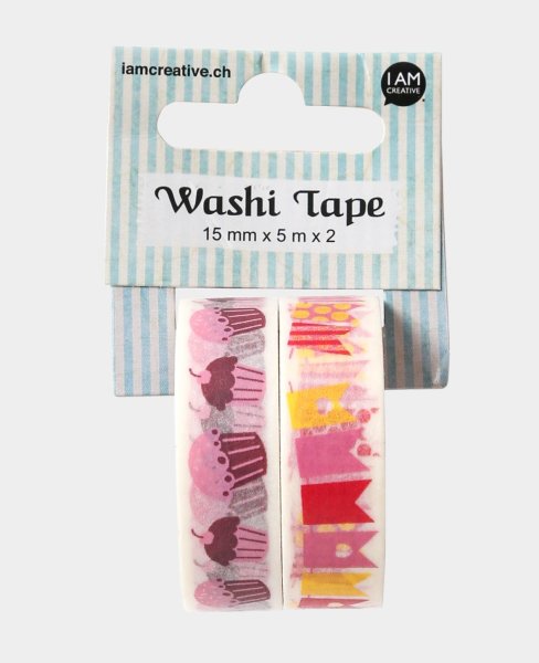 Washi Tape 15 mm x 5 m, Motive Party (2er Set)