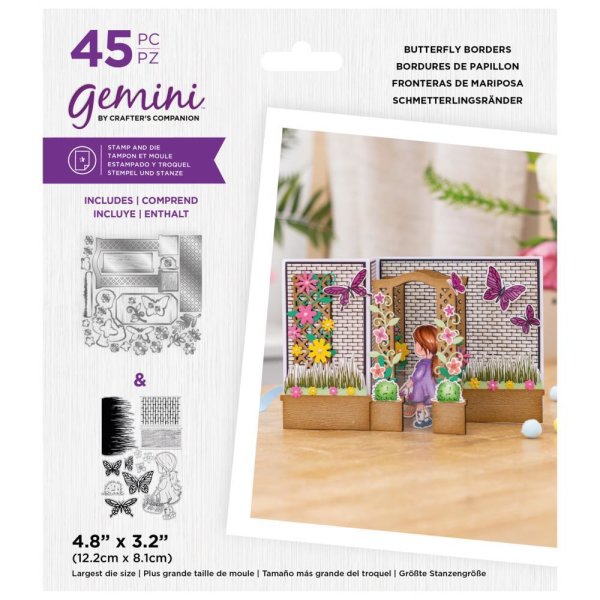 Gemini 3D Scene Builder Butterfly Borders Stamp & Die
