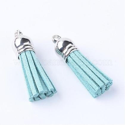 Quasten Wildleder-Imitation 10 x 35 mm, 5 Stück, hellblau