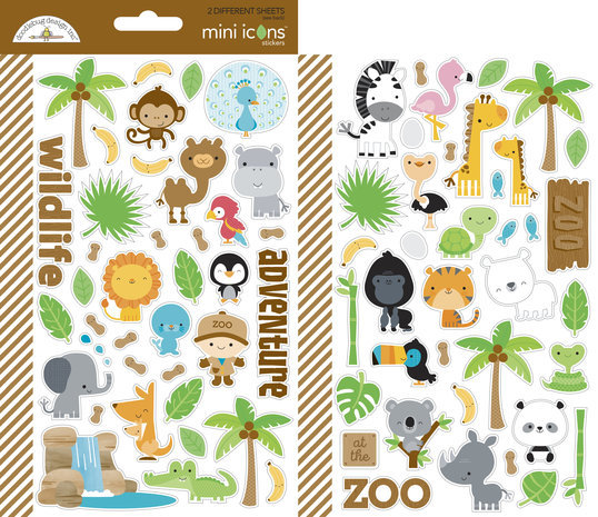 Doodlebug Design At the Zoo Mini Icons Stickers