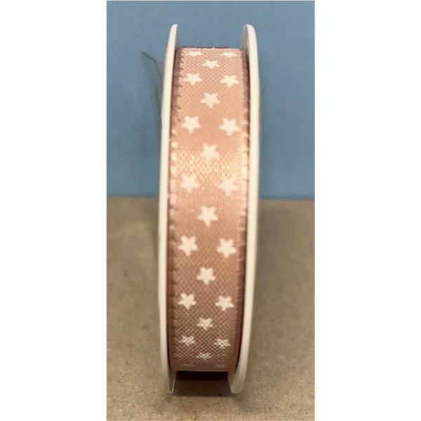Dekoband rosa mit weissen Sternen, 10mm x 3m