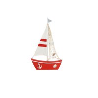 Segelschiff, Holz, rot/weiss 20x2,5x34cm