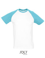 SOLS Raglan T-Shirt Funky White/Atoll Blue, Grösse S