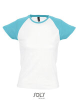 SOLS Womens Raglan T-Shirt Milky White/Atoll Blue,...