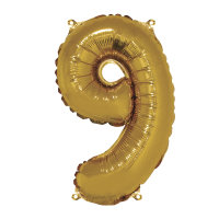 Folienballon Zahl '9', gold, 40cm, SB-Btl 1Stück