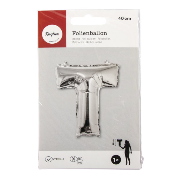 Folienballon Buchstabe T, 40cm, SB-Btl 1Stck, silber