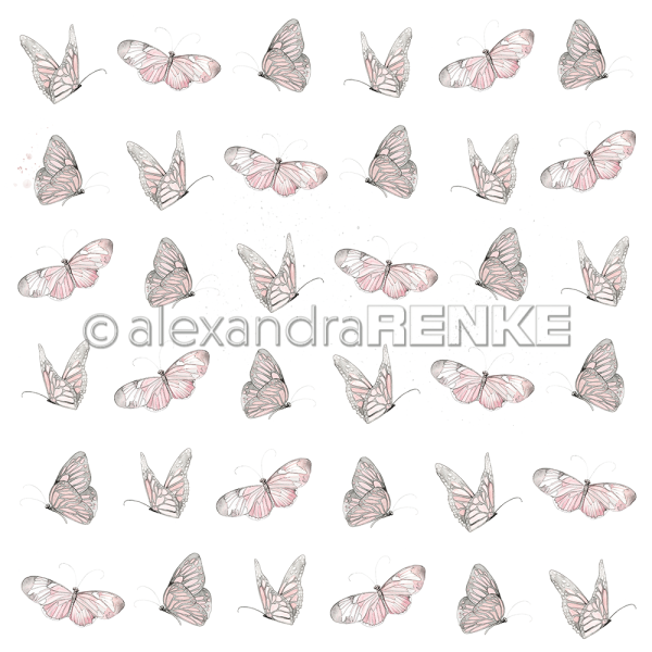 Designpapier Schmetterling rose