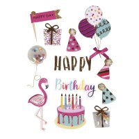 3D Sticker Birthday Party mit Effekten, SB-Btl 16Stück