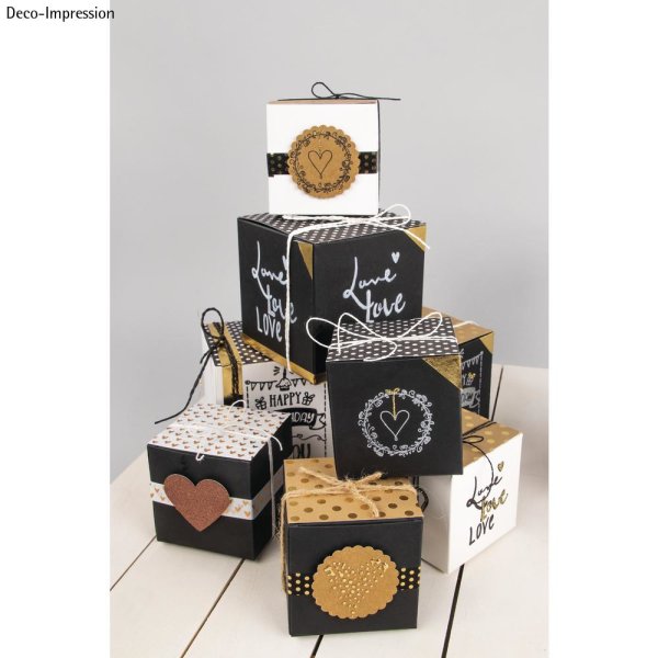 Faltschachtel, 10x10x10cm, Set 3Stück, schwarz