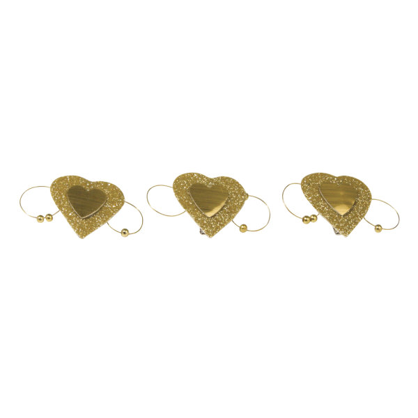 Glitter-Herz auf Metallklammer, 4x2,3 cm, SB-Btl. 6 Stück, gold