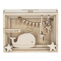 Holz 3D-Geschenkbox, FSC Mix Credit, 11,5x8,5x5cm, Baby, 15-tlg., Box 1Set, natur