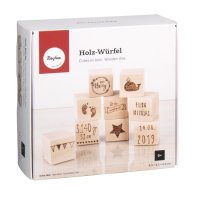 Holz-Würfel, 4,5x4,5x4,5cm, Box 9Stück, natur