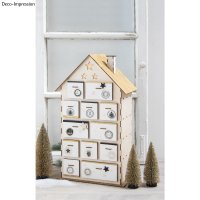 Holzbaus.Adventskalender, FSC Mix Credit, 25,5x17,5x45,5cm, Haus, 185tlg, Box 1Set, natur