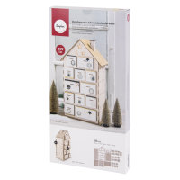 Holzbaus.Adventskalender, FSC Mix Credit, 25,5x17,5x45,5cm, Haus, 185tlg, Box 1Set, natur