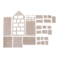 Holzbaus.Adventskalender, FSC Mix Credit, 25,5x17,5x45,5cm, Haus, 185tlg, Box 1Set, natur