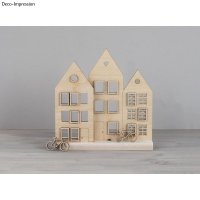 Holzmotiv Häuser, FSC Mix Credit, 18x12cm, 18-tlg., SB-Btl 1Set, natur
