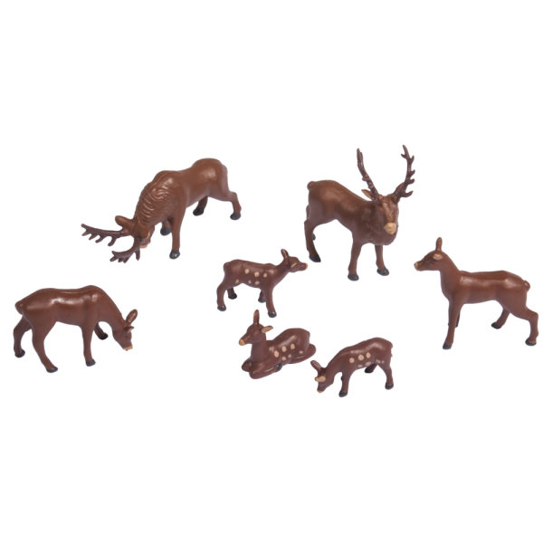 Kunststoff-Miniaturen Hirsche, sortiert, 1,5-3cm, SB-Blister 7Stück