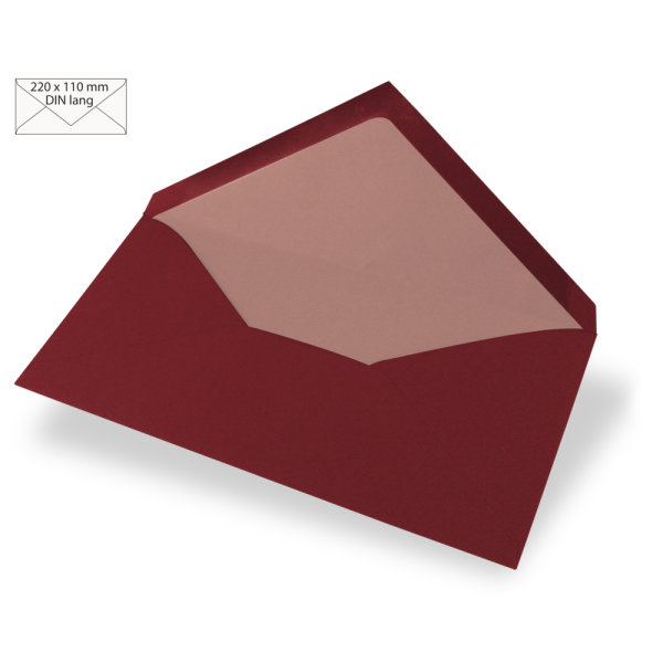 Kuvert DIN Lang, uni, FSC Mix Credit, bordeaux, 220x110mm, 90g/m2