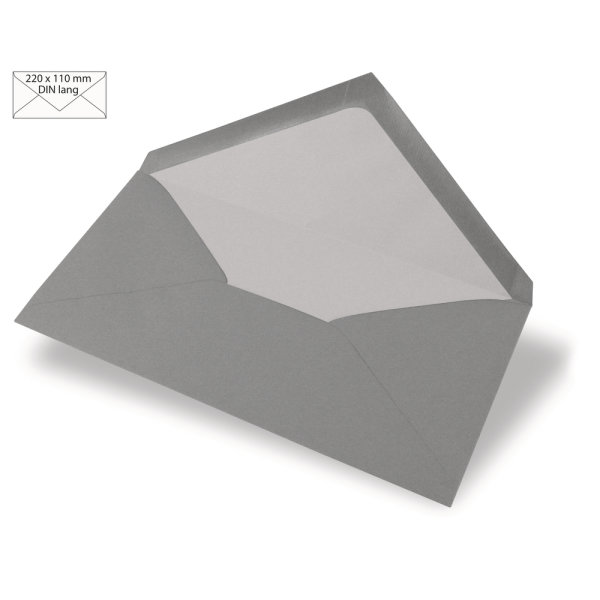 Kuvert DIN Lang, uni, FSC Mix Credit, dunkelgrau, 220x110mm, 90g/m2