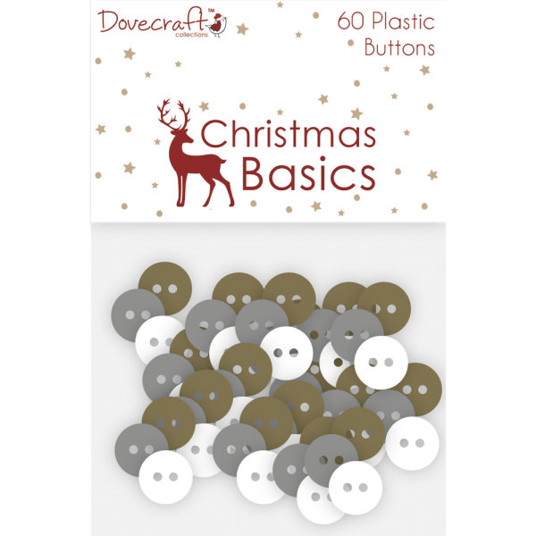 Plastic Buttons Christmas Basics, SB-Btl 60Stück