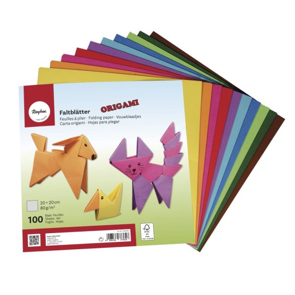 Origami-Faltblätter,FSC Mix Credit, 20x20cm, 80g/m2, Beutel 100Blatt