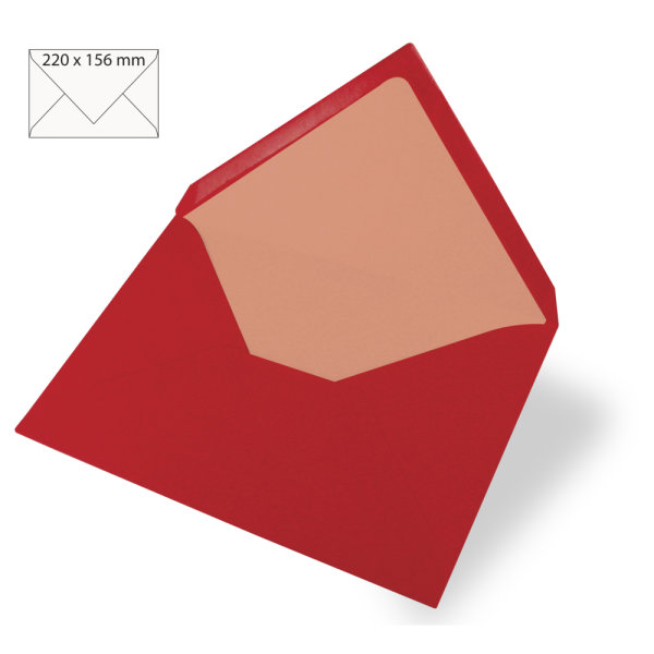 Kuvert für Karte A5 uni, FSC Mix Credit, kardinalrot, 220x156mm, 90g/m2