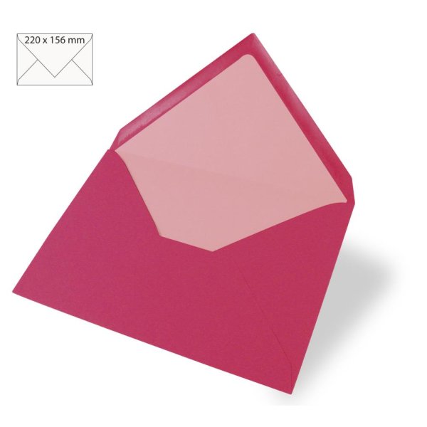 Kuvert für Karte A5 uni, FSC Mix Credit, pink, 220x156mm, 90g/m2