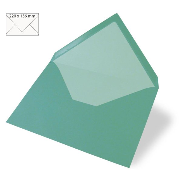 Kuvert für Karte A5 uni, FSC Mix Credit, türkis, 220x156mm, 90g/m2