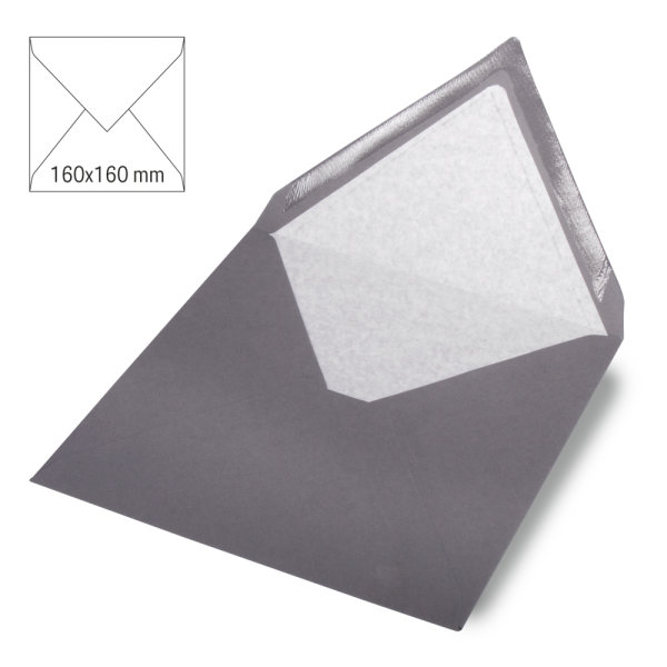 Kuvert quadratisch, uni, FSC Mix Credit, dunkelgrau, 160x160mm, 90g/m2