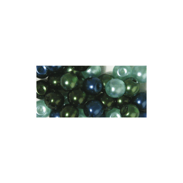Renaissance Glaswachsperlen, halbtransp., 10 mm, m.Großloch, Dose 32 Stück, grün Mix
