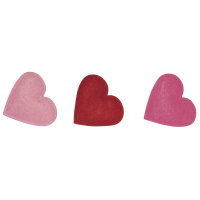 Filz-Herzen, 3 cm, SB-Btl. 24 Stk, 4 Rot-/Pinktöne , gemischt