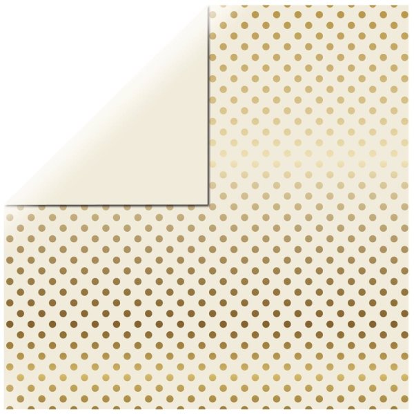 Scrapbookingpapier Gold Foil Dots, 30,5x30,5cm, 180g/m2, elfenbein