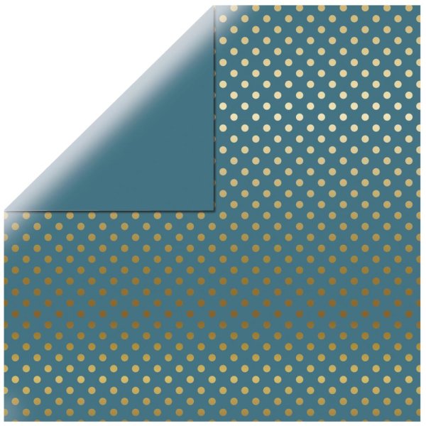 Scrapbookingpapier Gold Foil Dots, 30,5x30,5cm, 180g/m2, petrol