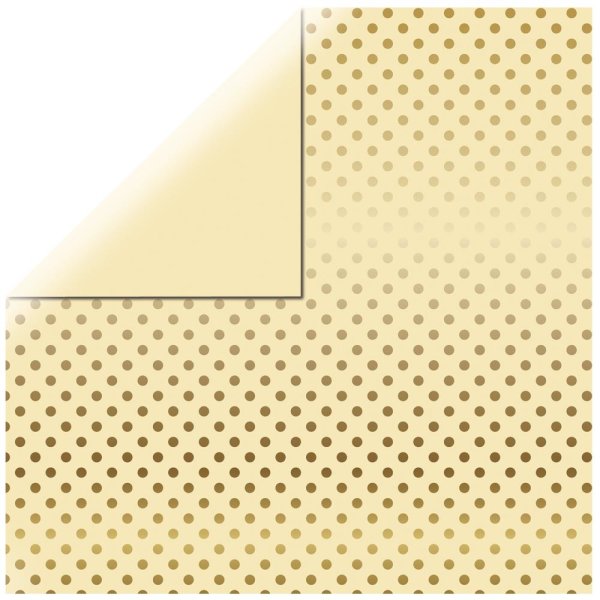 Scrapbookingpapier Gold Foil Dots, 30,5x30,5cm, 180g/m2, vanille