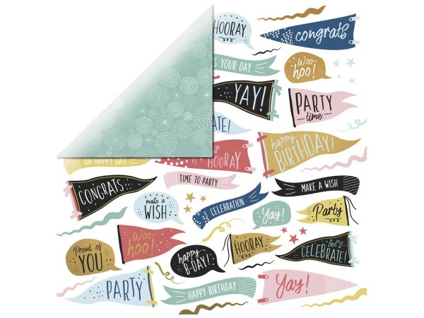 Scrapbookingpapier Time to Party, 30,5x30,5cm, 220g/m2, mit Folie