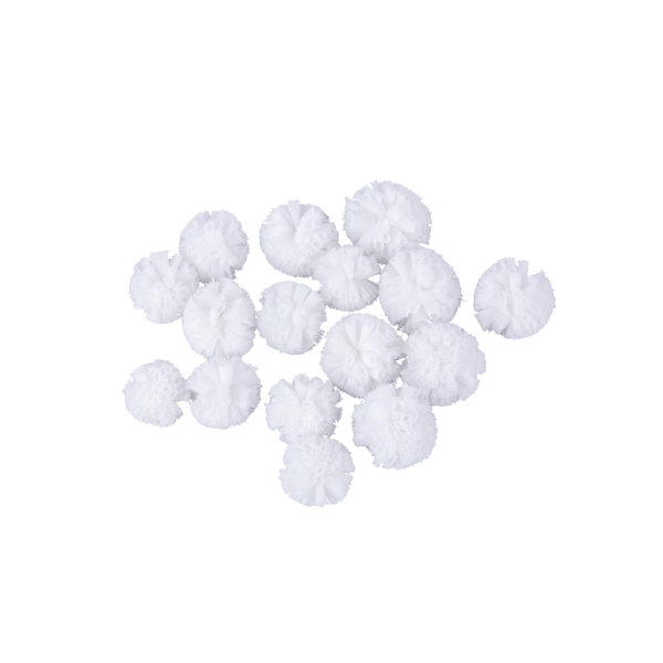 Soft Tüll Pompons sortiert, weiss, ø2,5cm+ø3cm, SB-Box 16Stück