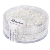 Rocailles, 2,6 mm ø, opak gelüstert, Dose 17g, weiss