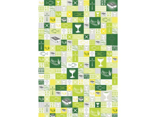 Motivkarton Kommunion/Konfirmation "Patchwork" A4 grün