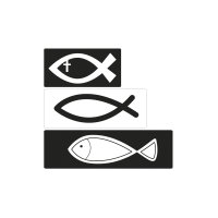 Labels Christliche Fische, 2,8x1,4cm-4,7x1,4cm, SB-Btl...