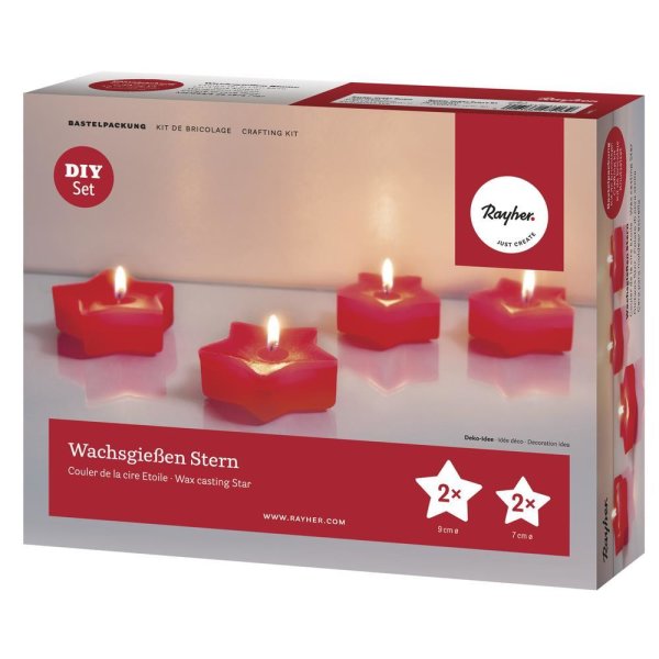 Bastelpackung: Wachsgießen Stern, für 4 Kerzen, Box 1Set