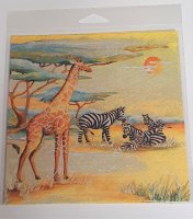 Serviette "Zebra-Giraffe-Elefant" 1-er Set