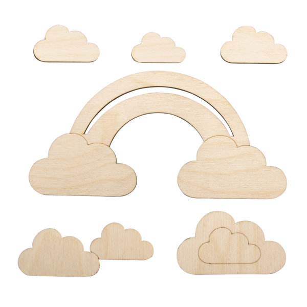 Holzmotiv Wolke, FSC Mix Credit, 16,8x8,3cm, 6-teilig, SB-Btl 1Set, natur