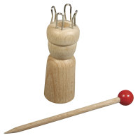 Strickliesel m.Nadel, FSC100%, 2,4cm ø, 7,5cm, 4 Ösen, ø-Loch:1cm, SB-Btl 1Set