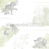 Designpapier Elefanten auf Aquarell