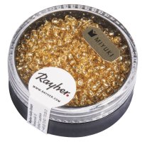 Premium-Rocailles, 2,2 mm ø, mit Silbereinzug, helltopaz, Dose 12g