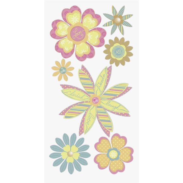Stick-Ons-Mix "Blumen" 7,5 x 16,5 cm pastell